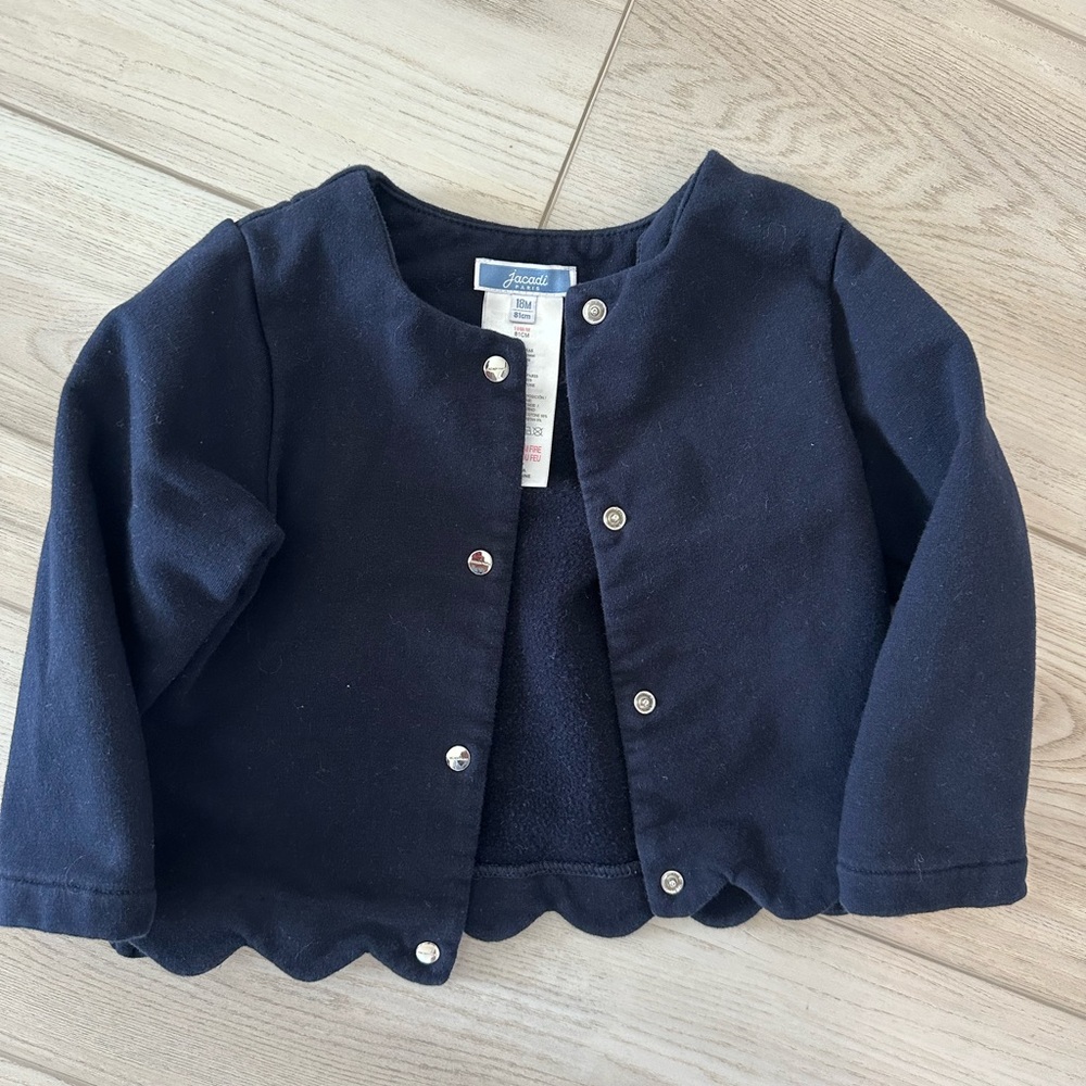 Jacadi navy 18m scalloped sweater